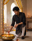 Emerald Dots Black Bandhani Ganganagery Kurta