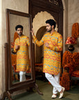 Marigold Zigzag Leheriya Ganganagery Kurta