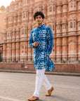 Teal Geometric Blue Ganganagery Kurta