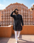 Black Bandhani Matrix Ganganagery Kurta