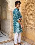 Teal Geometric Ganganagery Kurta