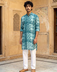 Teal Geometric Ganganagery Kurta