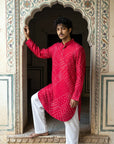Red Bandhani Ganganagery Kurta