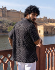Black Bandhani Matrix Relaxed Fit Cuban Shirt