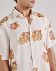 Leopard White Drop Shoulder Shirt