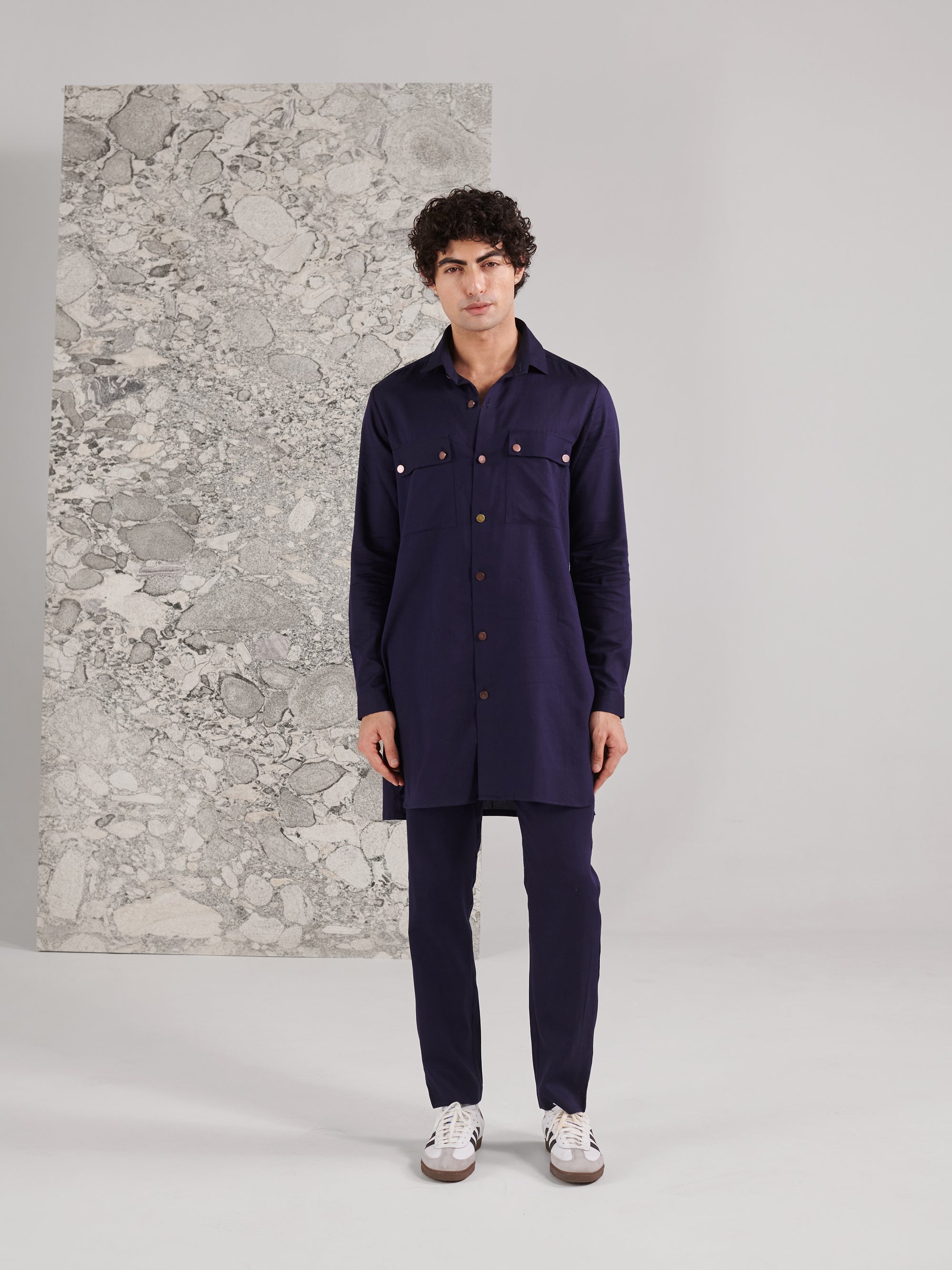 Blue Pashtooni Kurta Pant Set