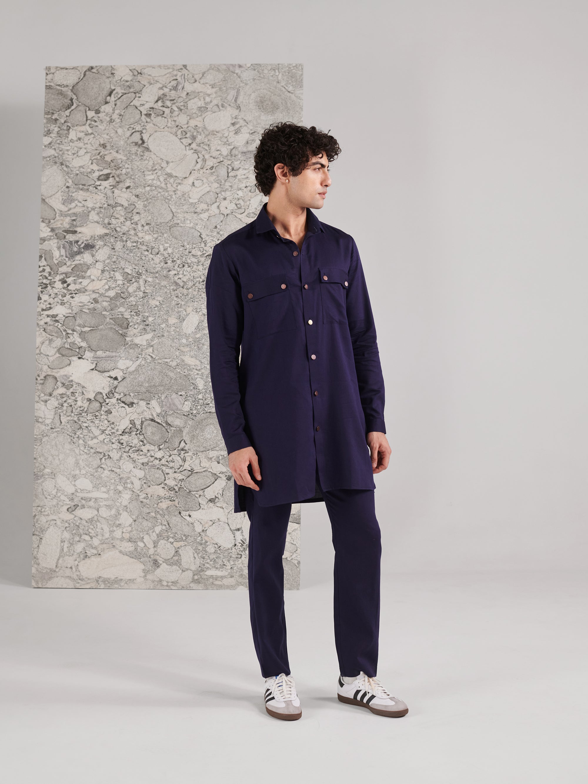 Blue Pashtooni Kurta Pant Set