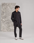 Black Pashtooni Kurta Pant Set