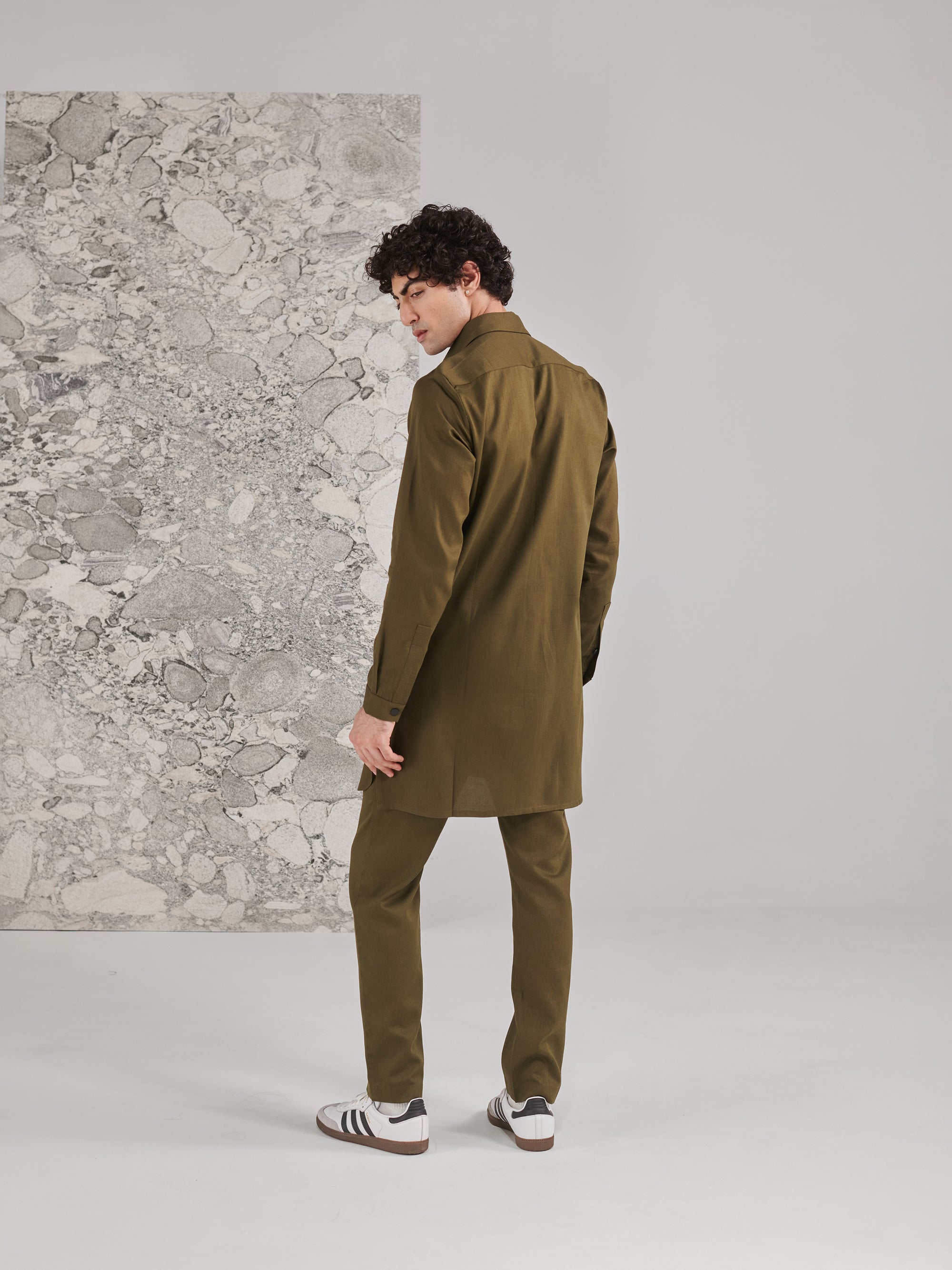 Green Pashtooni Kurta Pant Set