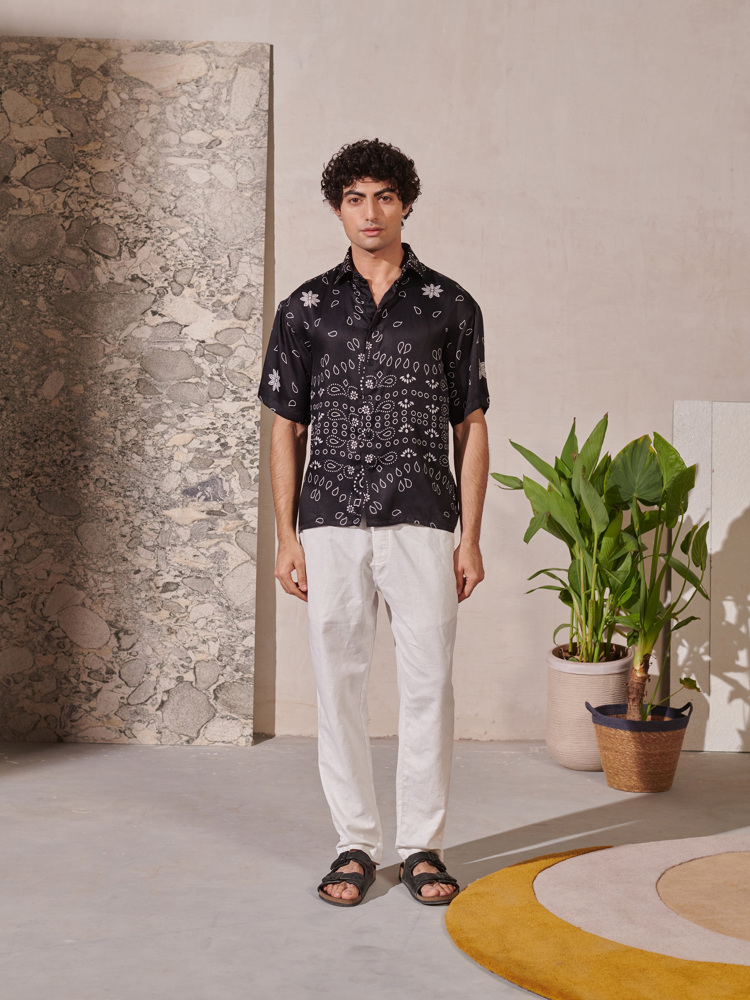 Black Bandana Drop Shoulder Shirt