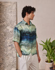Khajuraho Blue Drop Shoulder Shirt