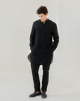Black Ganganagery Kurta For Men