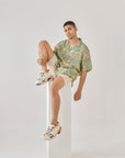 Shaye Green Floral Oversize Shirt For Men