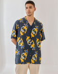 Salmon Blue Oversize Hawaiian Collar Shirt