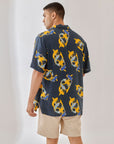 Salmon Blue Oversize Hawaiian Collar Shirt