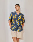 Salmon Blue Oversize Hawaiian Collar Shirt