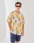 Salmon White Oversize Hawaiian Collar Shirt