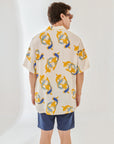 Salmon White Oversize Hawaiian Collar Shirt