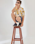 Salmon White Oversize Hawaiian Collar Shirt