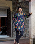 Vintage Garden Black Ganganagery Kurta