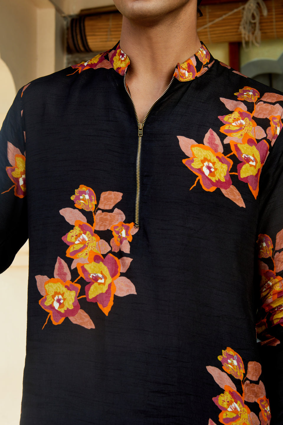 Floral Night Zipper Kurta