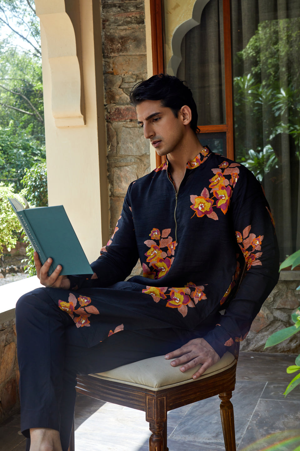 Floral Night Zipper Kurta