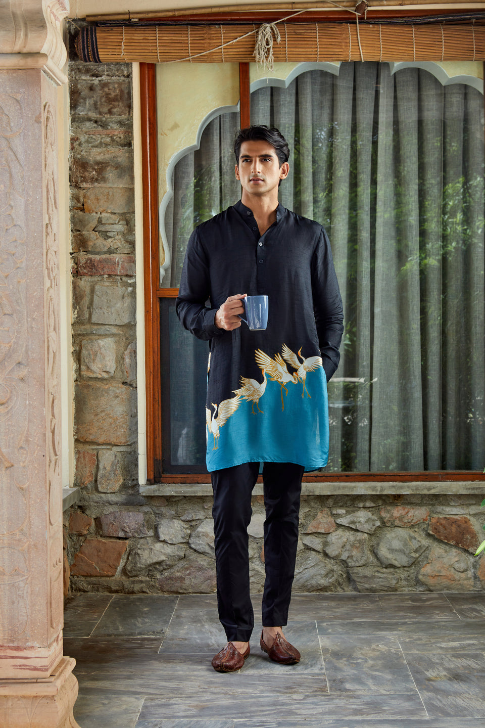 Midnight Teal Harmony Ganganagry Kurta