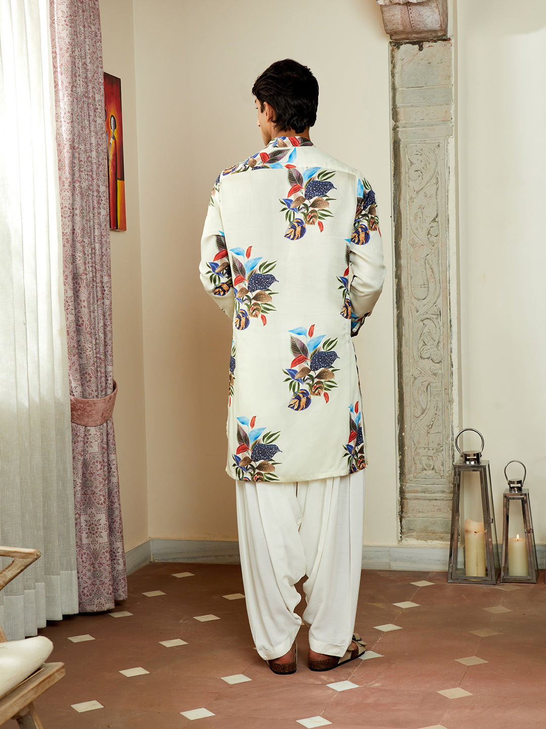 Forest White Zipper Kurta