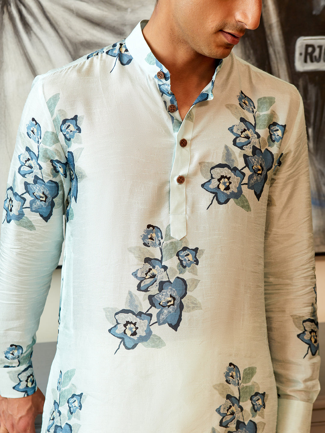 Floral Evening Blue Ganganagry Kurta
