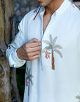 Palm Bliss White Zipper Kurta