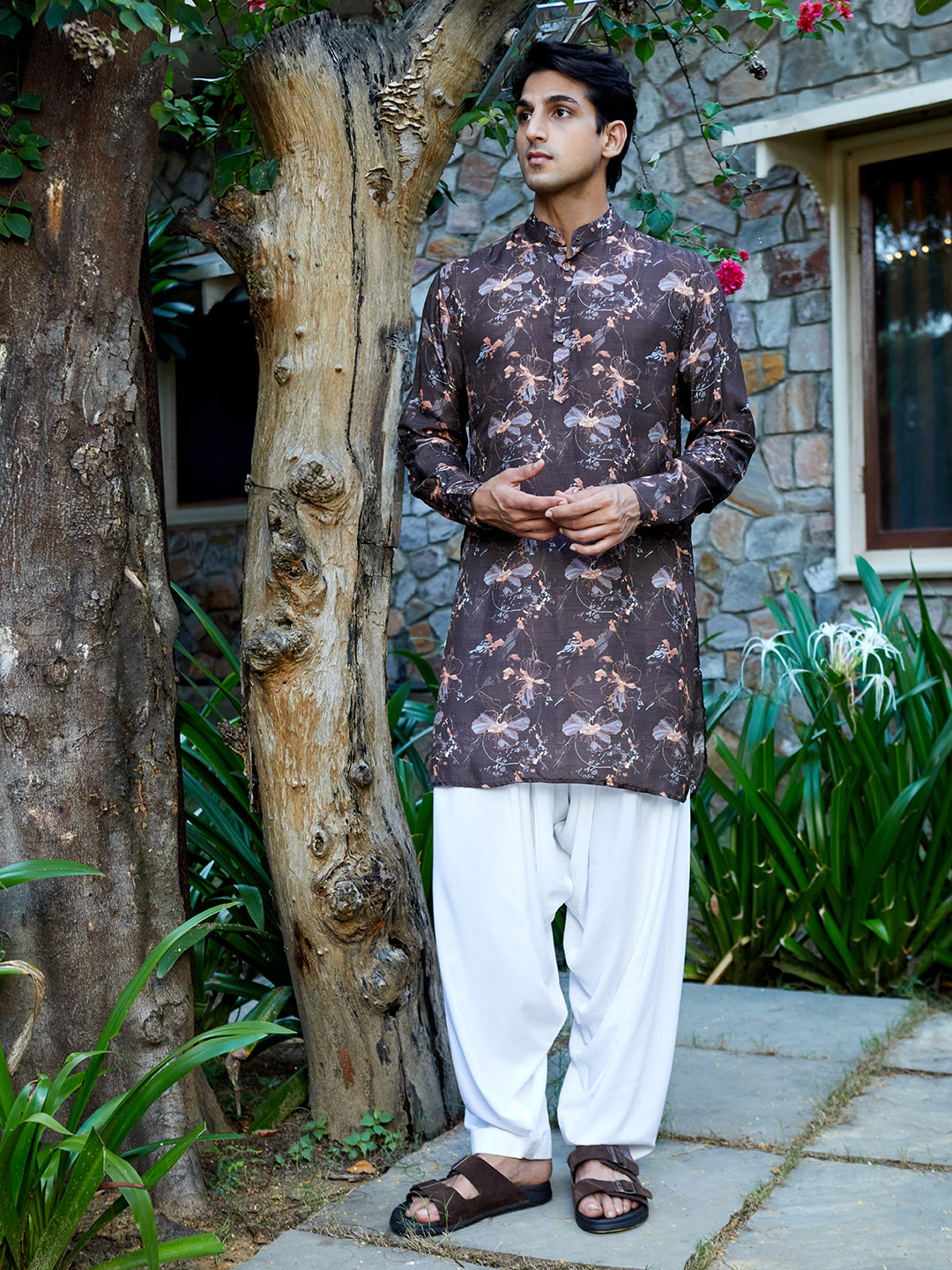 Cerulean Petal Brown Ganganagery Kurta