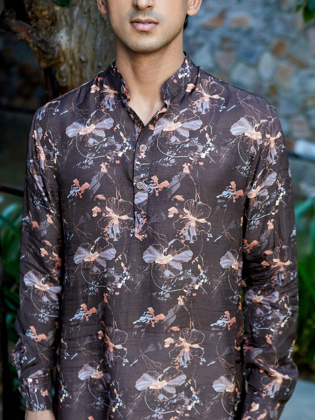 Cerulean Petal Brown Ganganagery Kurta