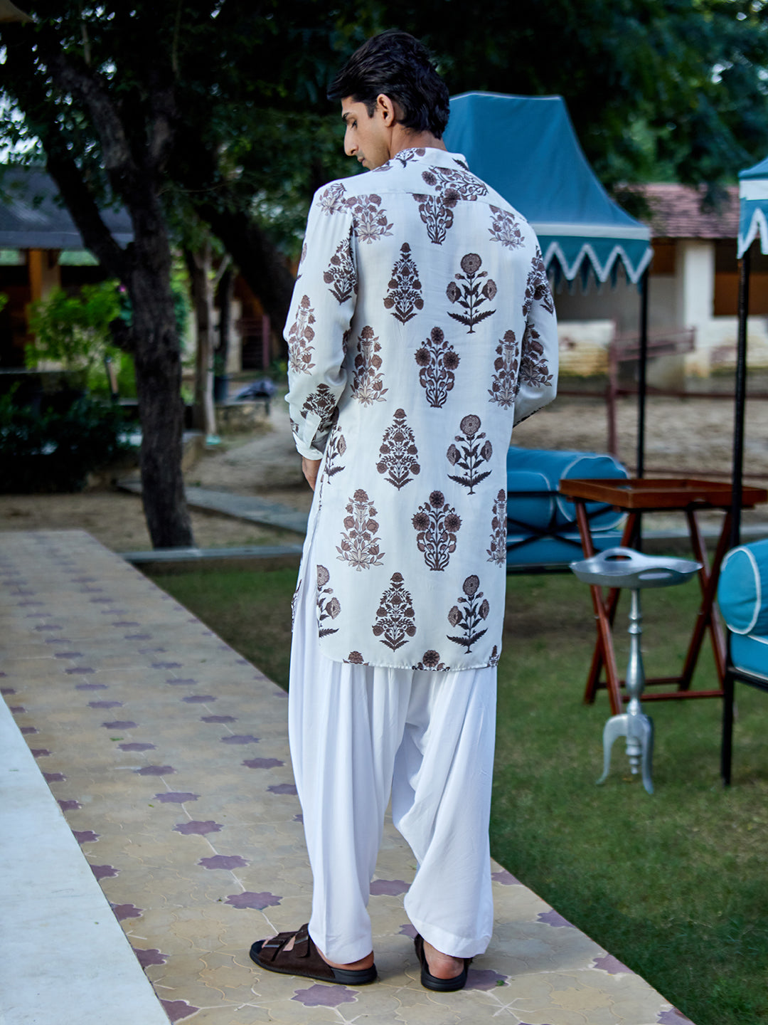 Vintage Garden White Ganganagry Kurta