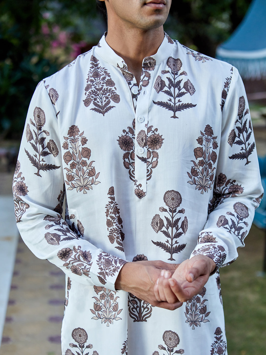 Vintage Garden White Ganganagry Kurta