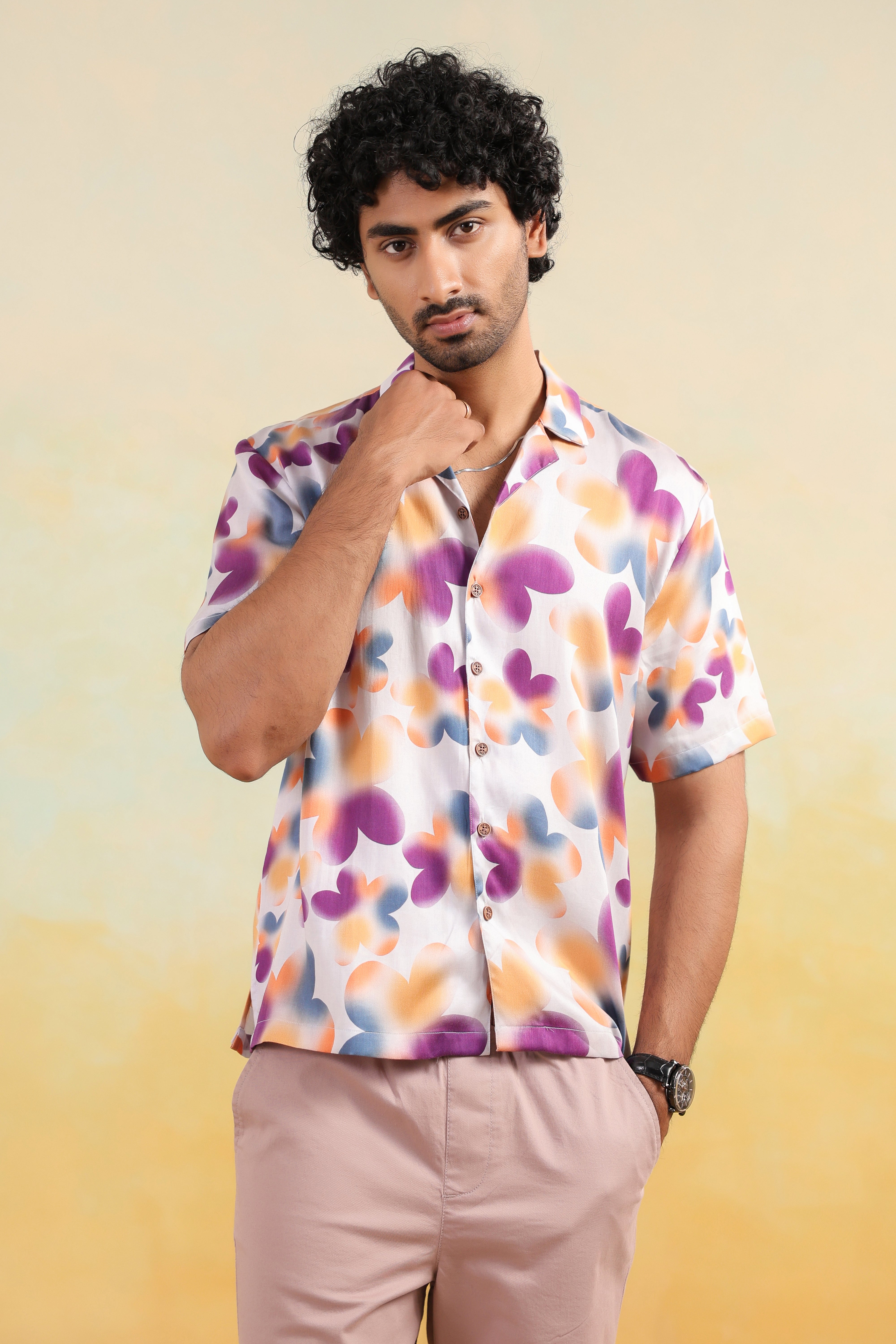 Tropical Bloom Relaxed Fit Cuban Collar Shirt