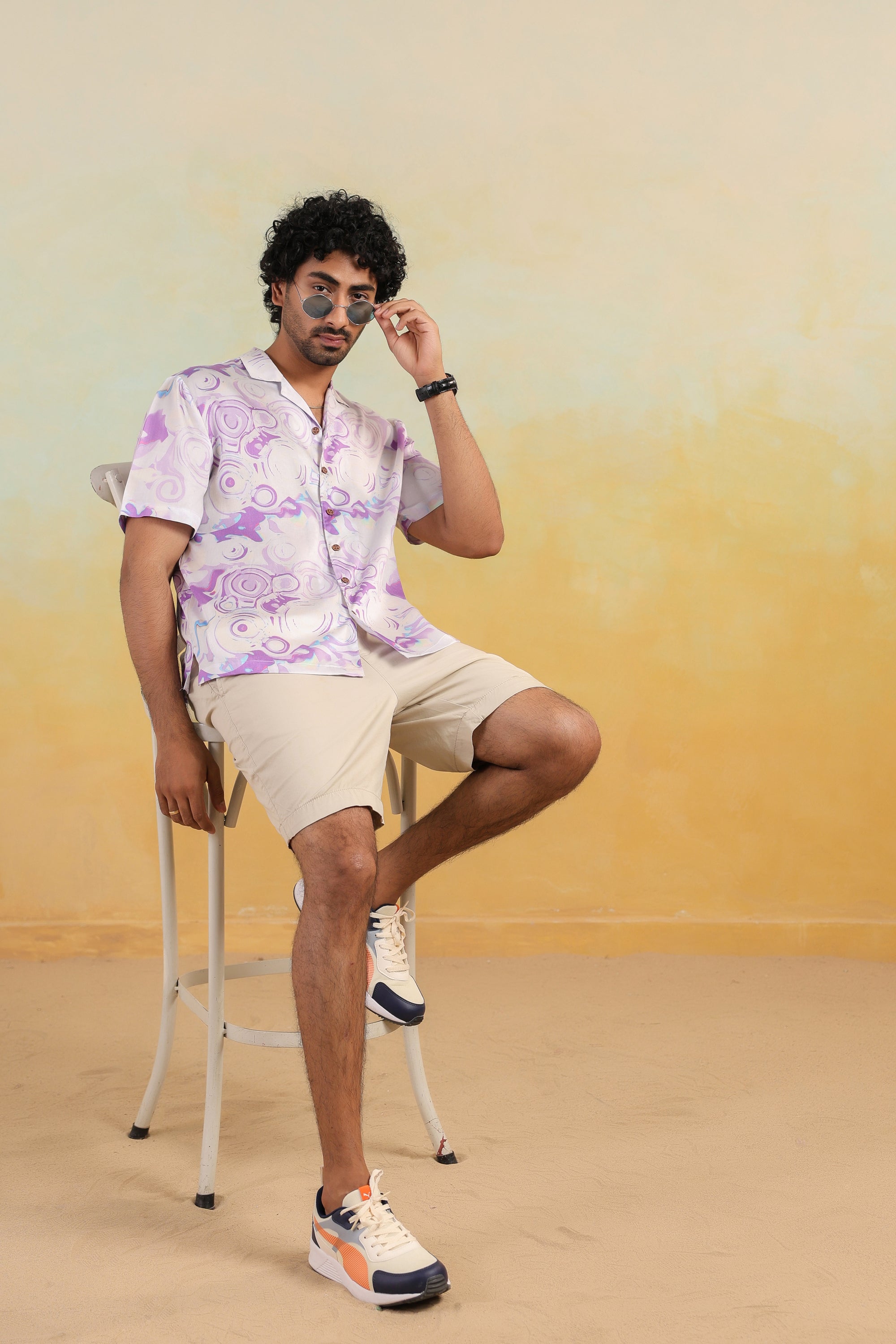 Moon Swirl Relaxed Fit Cuban Collar Shirt