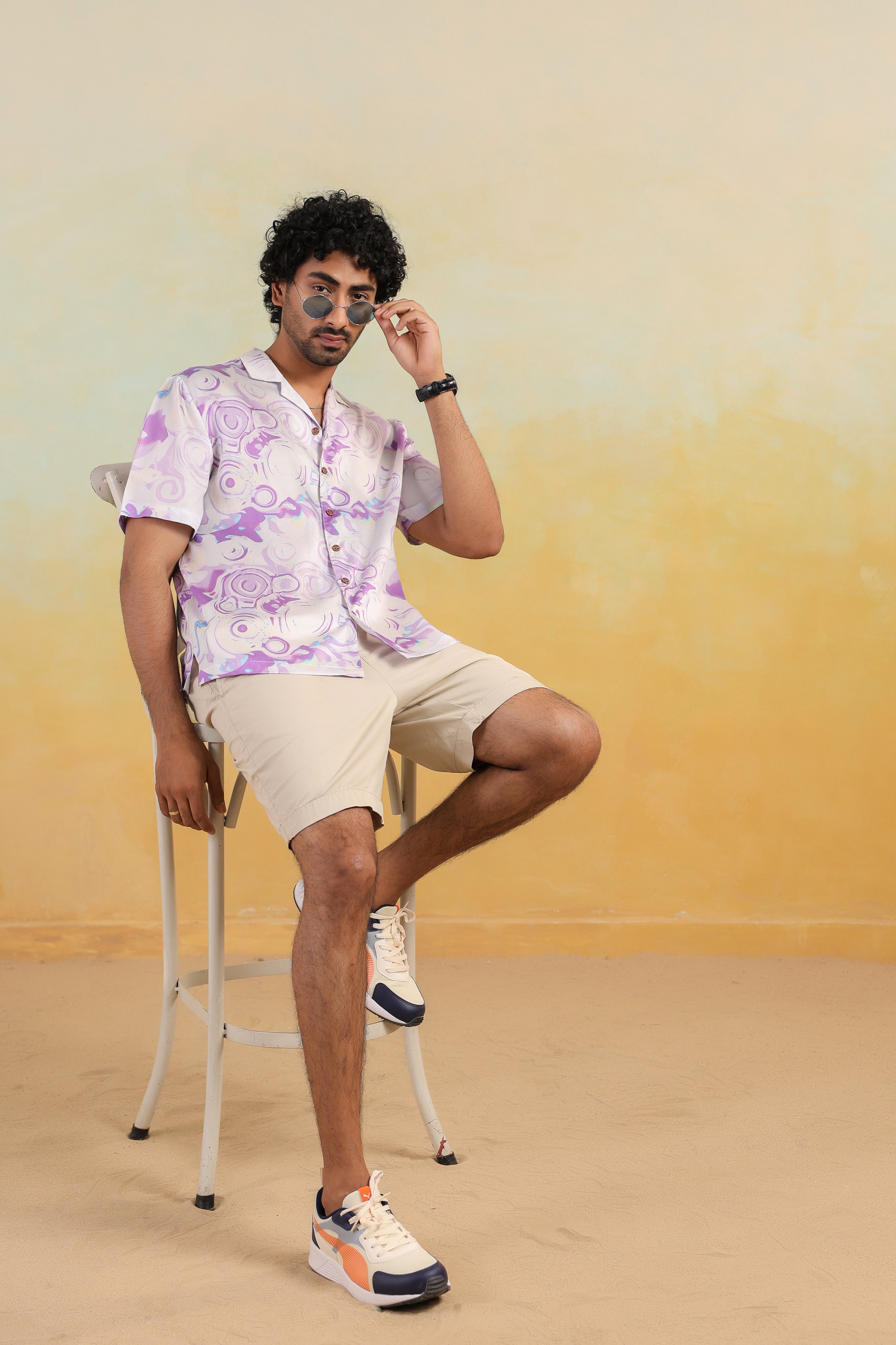 Moon Swirl Relaxed Fit Cuban Collar Shirt