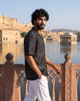 Black Bandhani Matrix Relaxed Fit Cuban Shirt