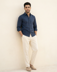 Classic Navy Blue Oxford Collar Shirt