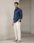 Classic Navy Blue Oxford Collar Shirt