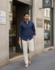 Classic Navy Blue Oxford Collar Shirt
