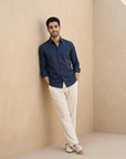 Classic Navy Blue Oxford Collar Shirt