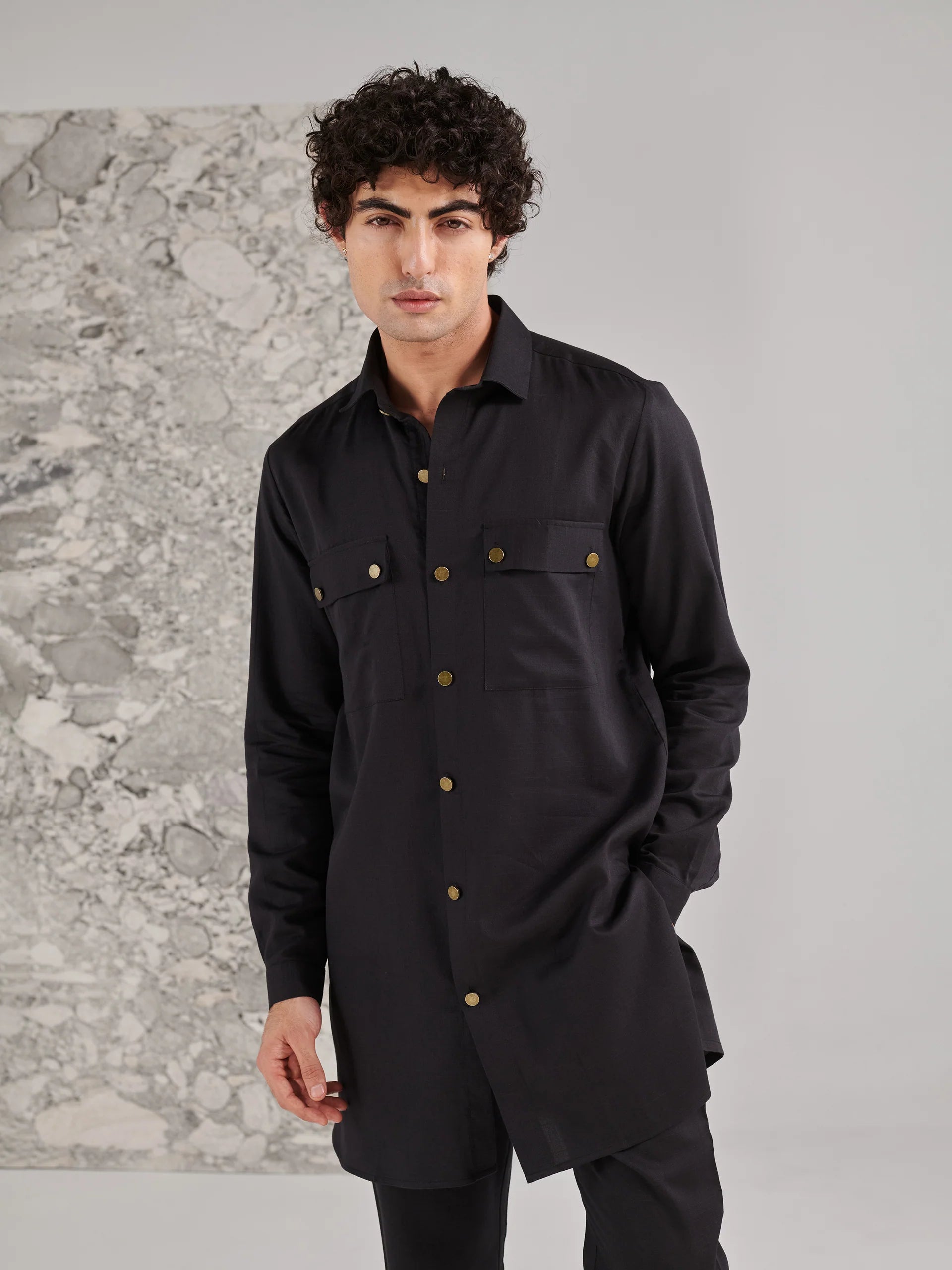 Black Pashtooni Kurta