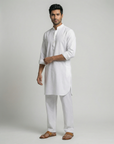 Classic White Solid Ganganagry Kurta
