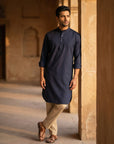 Navy Blue Solid Ganganagry Kurta