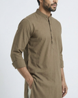 Olive Brown Solid Ganganagry Kurta