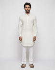 Ivory White Solid Ganganagry Kurta