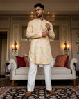 Shaye Cream Floral Ganganagery Kurta