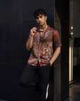 Crimson Panther Red Relaxed Fit Cuban Shirt