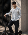 Black Striped Cotton Oxford Shirt